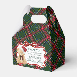 Tartan Plaid Christmas Bear Birthday Favor Box Bedankdoosjes