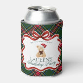 Tartan Plaid Christmas Bear Birthday Party Favor Blikjeskoeler (Blikje Voorkant)