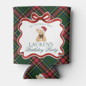 Tartan Plaid Christmas Bear Birthday Party Favor Blikjeskoeler (Voorkant)