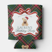 Tartan Plaid Christmas Bear Birthday Party Favor Blikjeskoeler (Achterkant)