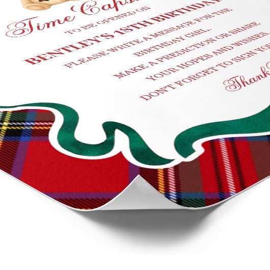 Tartan Plaid Christmas Bear Birthday Time Capsule Poster (Hoek)