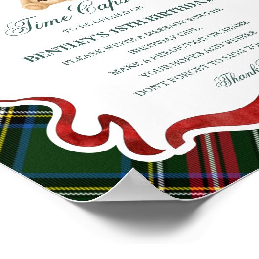 Tartan Plaid Christmas Bear Birthday Time Capsule Poster (Hoek)