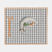 Tartan plaid christmas elf grey white name fleece deken (Voorkant (Horizontaal))