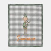 Tartan plaid christmas elf reideer grey white name fleece deken (Voorkant)