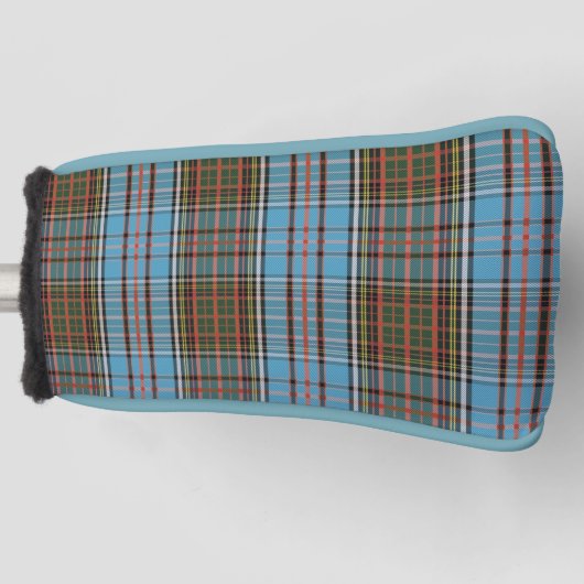 Tartan Plaid Clan Anderson Lichtblauw Bruin Check Golfheadcover (Voorkant)