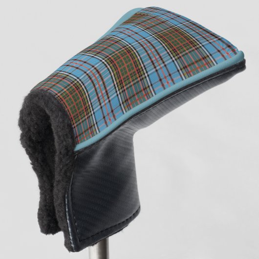 Tartan Plaid Clan Anderson Lichtblauw Bruin Check Golfheadcover (3/4 voorkant)