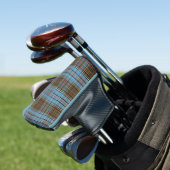 Tartan Plaid Clan Anderson Lichtblauw Bruin Check Golfheadcover (Insitu)