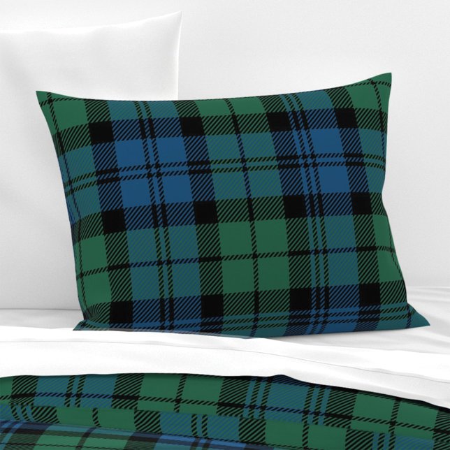 Tartan Plaid Clan Campbell Groen Blauw Zwart Check Accent Kussen (Rustic Plaid Farmhouse Campbell Tartan Pillow)