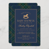 Tartan Plaid Classic Rocking Horse Baby Shower Kaart (Voorkant / Achterkant)