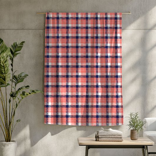 Tartan Plaid Deken in Koraal en Marine Hues