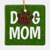 Tartan Plaid Dog Pawprint met Hondenhaar Keramisch Ornament (Voorkant)
