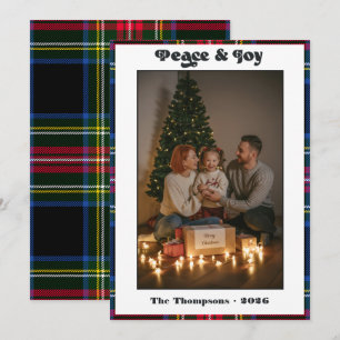 Tartan Plaid Familie Kerst Foto Feestdagenkaart