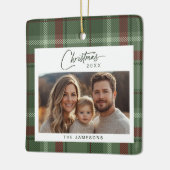 Tartan Plaid Foto Kerstmis Keramisch Ornament (Links)