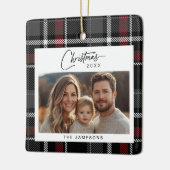 Tartan Plaid Foto Kerstmis Keramisch Ornament (Links)