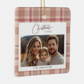 Tartan Plaid Foto Kerstmis Keramisch Ornament (Rechts)