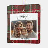 Tartan Plaid Foto Kerstmis Keramisch Ornament (Links)