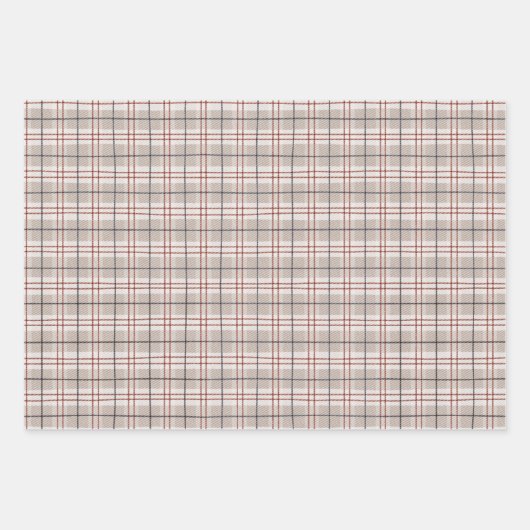 Tartan Plaid Hand getrokken Beige Strepen Patroon Inpakpapier Vel (Voorkant 3)