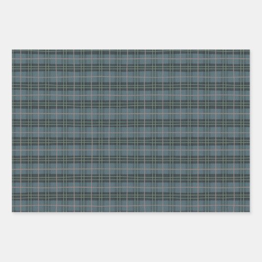 Tartan Plaid Hand getrokken stoffige blauwe strepe Inpakpapier Vel (Voorkant 2)