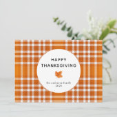 Tartan Plaid | Happy Thanksgiving herfstbladeren Feestdagenkaart (Staand voorkant)