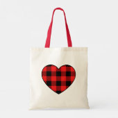 Tartan Plaid Heart Tote Tote Bag (Achterkant)