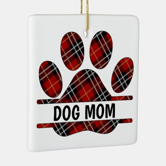 Tartan Plaid HOND MAM Pawprint Keramisch Ornament (Rechts)