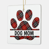 Tartan Plaid HOND MAM Pawprint Keramisch Ornament (Links)