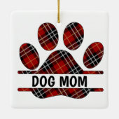 Tartan Plaid HOND MAM Pawprint Keramisch Ornament (Achterkant)