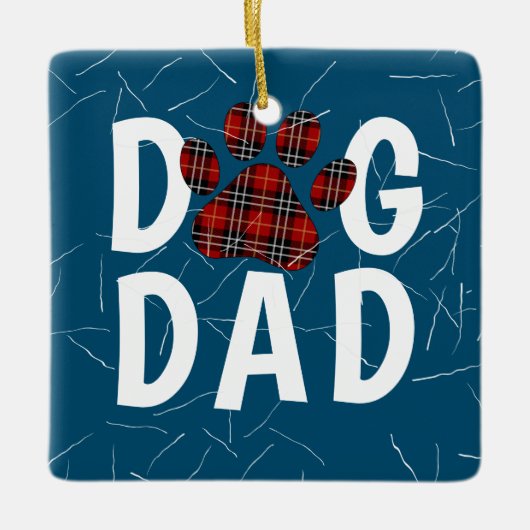 Tartan Plaid Hond Papa Pawprint Keramisch Ornament (Voorkant)