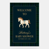 Tartan Plaid Horse Baby Shower Welcome Acryl Bord (Voorkant)