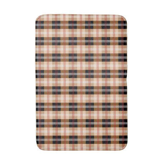 Tartan plaid in zwart en bruin badmat (Voorkant Verticaal)