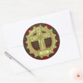 Tartan Plaid Keltisch Kruis Kerstmis Kerstmis Ronde Sticker (Envelop)