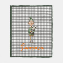 Tartan plaid kerst elf rendier grijs wit naam