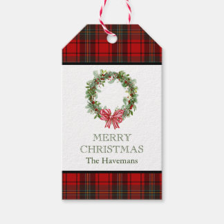 Tartan Plaid Kerstcadeau Label Cadeaulabel