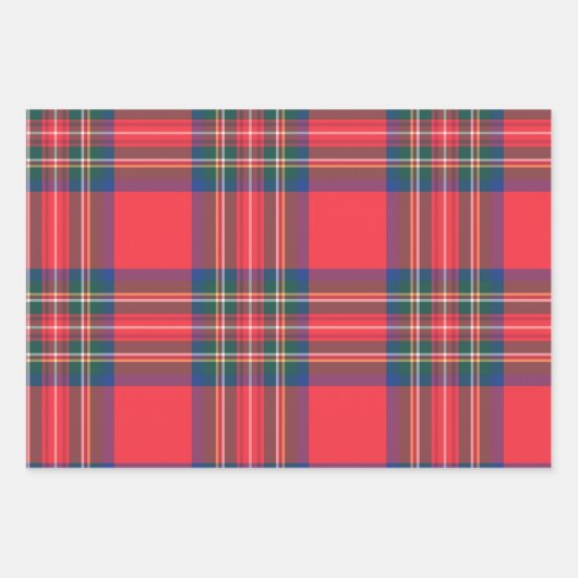 Tartan Plaid Kerstmis Feestelijk Rood Groen Blauw Inpakpapier Vel (Voorkant 3)