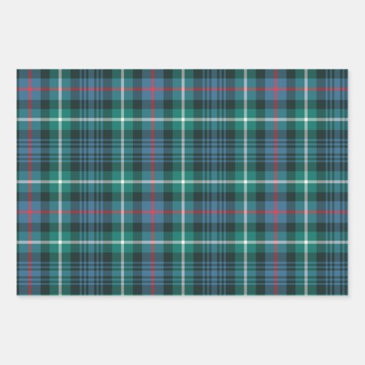 Tartan Plaid Kerstmis Feestelijk Rood Groen Blauw Inpakpapier Vel (Voorkant 2)