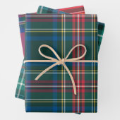 Tartan Plaid Kerstmis Feestelijk Rood Groen Blauw Inpakpapier Vel (In situ)