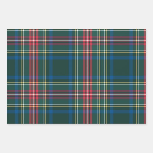 Tartan Plaid Kerstmis Feestelijk Rood Groen Blauw Inpakpapier Vel (Voorkant)