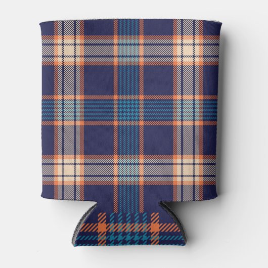 Tartan plaid, kleurrijke marine textuur. blikjeskoeler (Voorkant)