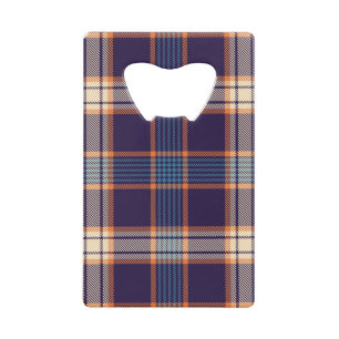 Tartan plaid, kleurrijke marine textuur. creditkaart flessenopener