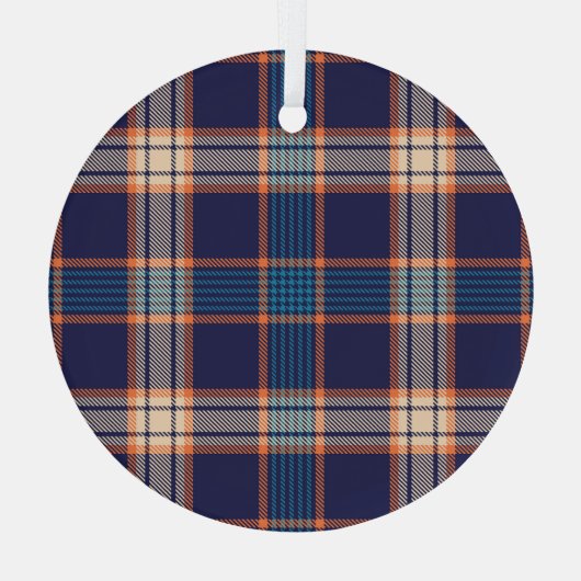 Tartan plaid, kleurrijke marine textuur. glas ornament (Achterkant)