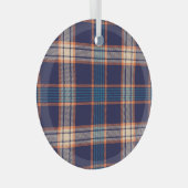 Tartan plaid, kleurrijke marine textuur. glas ornament (Voorkant Rechts)