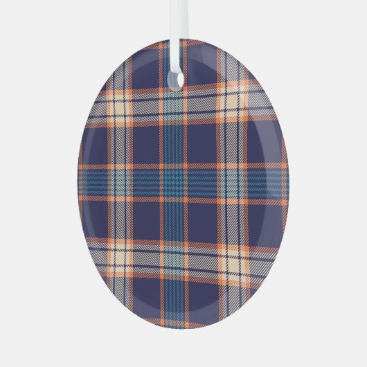 Tartan plaid, kleurrijke marine textuur. glas ornament (Voorkant links)
