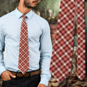 Tartan Plaid Maroon and Cream Design Stropdas