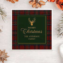 Tartan Plaid Merry Christmas Family Napkins Servet