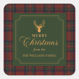 Tartan Plaid Merry Christmas Family Sticker 