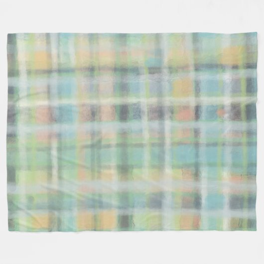 Tartan plaid moderne pastel geel blauw grijs groen fleece deken (Voorkant (Horizontaal))