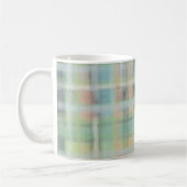 Tartan plaid moderne pastel geel cyaan grijs groen koffiemok (Links)