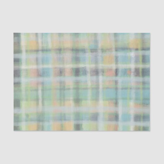 Tartan plaid moderne pastel geel cyaan grijs groen tissuepapier (Voorkant)