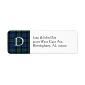 Tartan Plaid Monogram Adresetiketten Etiket (Voorkant)