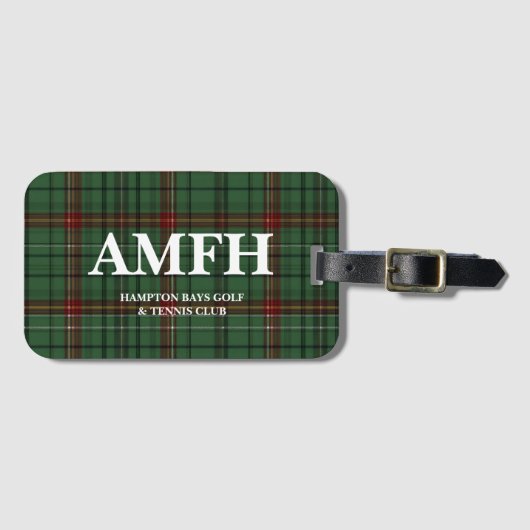 Tartan Plaid Monogram Golf Bagagelabel (Voorkant (horizontaal))